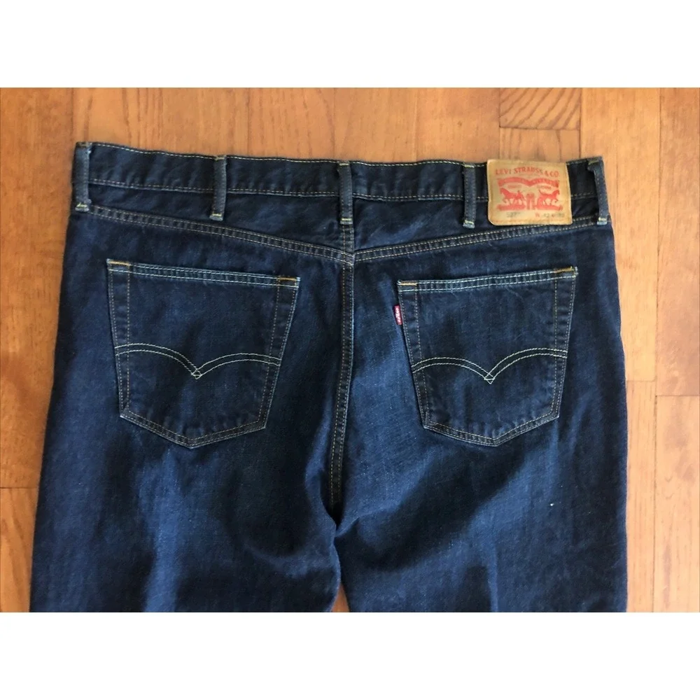 Levi's 527 Jeans Blue Slim Boot Cut Stretch Denim Dark Wash Mens 42x32 Measured